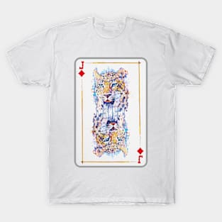 Leopard Head Jack of Diamonds Playing Card T-Shirt